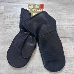 Vtg NOS 70s 80s Kresge K-Mart Mens Heavy-Duty Vinyl Men's Snow Sport Mitts Black